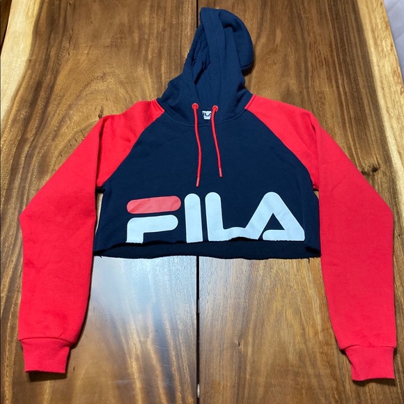 FILA Luciana Navy & Red Crop Hoodie S - Picture 3 of 6